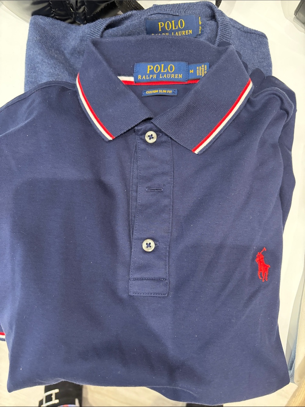 Polo by Ralph Lauren mens Navy Polo Shirt with Red Logo